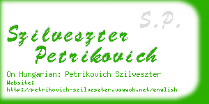 szilveszter petrikovich business card